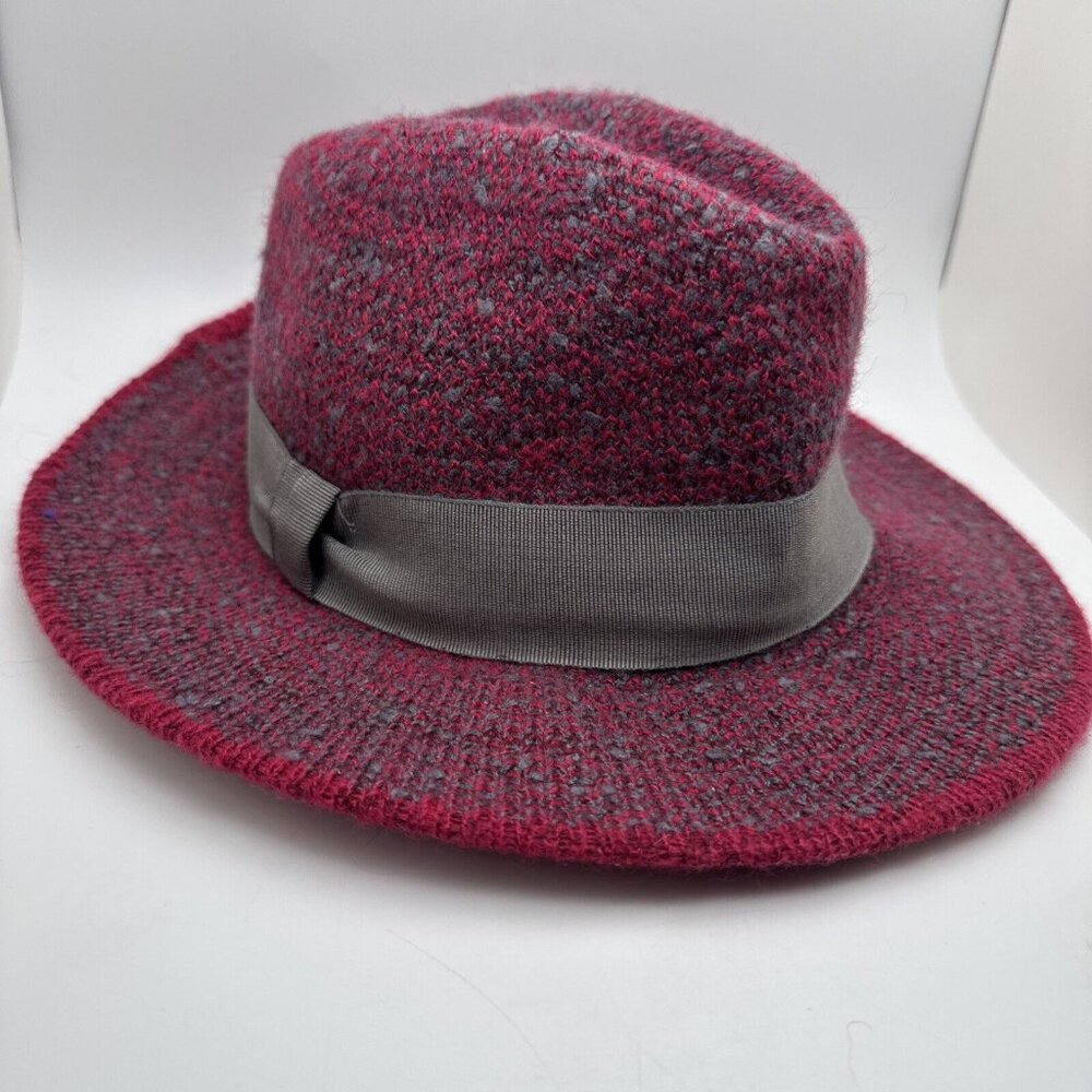 WOMENS SUMMIT HILL RED/GRAY WINTER FEDORA STYLE HAT OSFM VGC  BRCL
